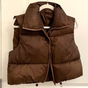 Cropped Brown Puffer Vest